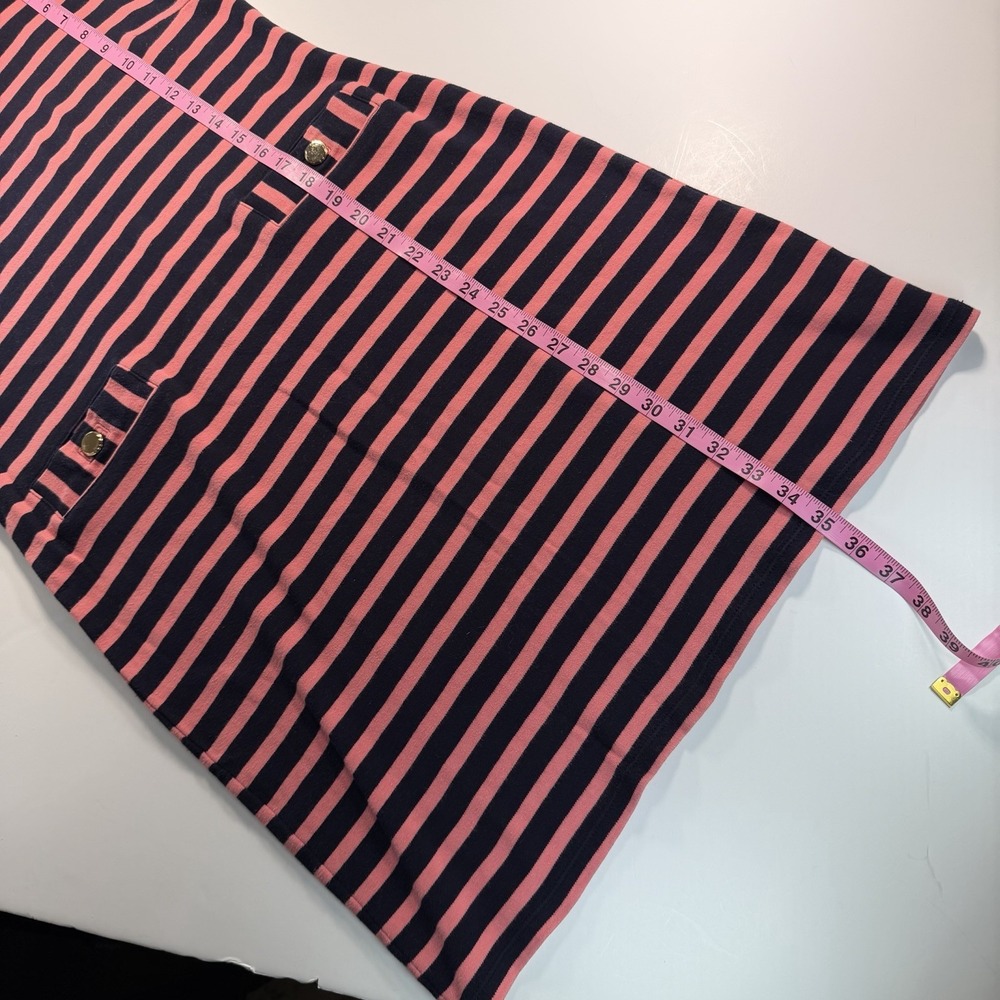 Talbots Dress Navy Pink Striped 100% Cotton Med Pet Classic Preppy - Picture 9 of 10